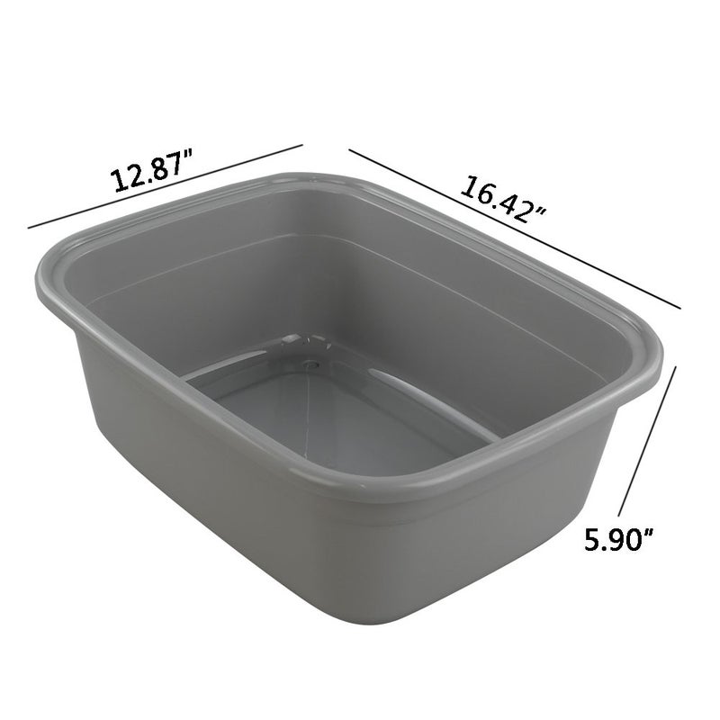 Begale 16 Quart Rectangular Plastic Wash Basins, 4-Pack Dish Pan, Gray - Image 2